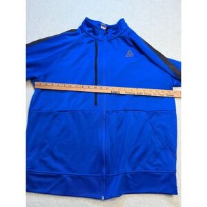 Reebok Mens XL Blue Full Zip Track Jacket Black Stripe Athletic REM231JK01